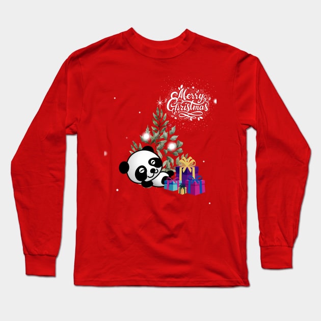 Cute Panda More Christmas Gifts Long Sleeve T-Shirt by Suga Collection